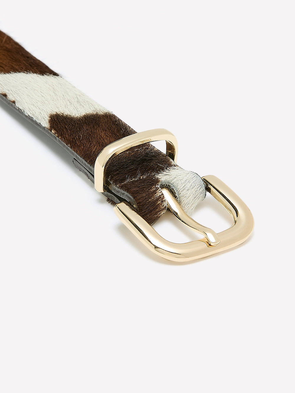 RW&CO Leather Belt with Cow Print Pattern