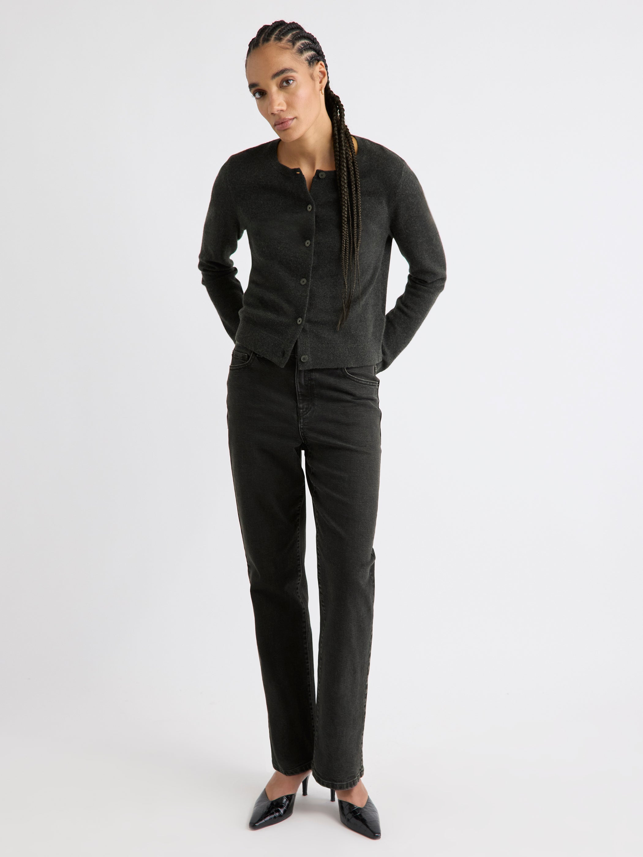 RW&CO Merino Wool Button-Down Cardigan