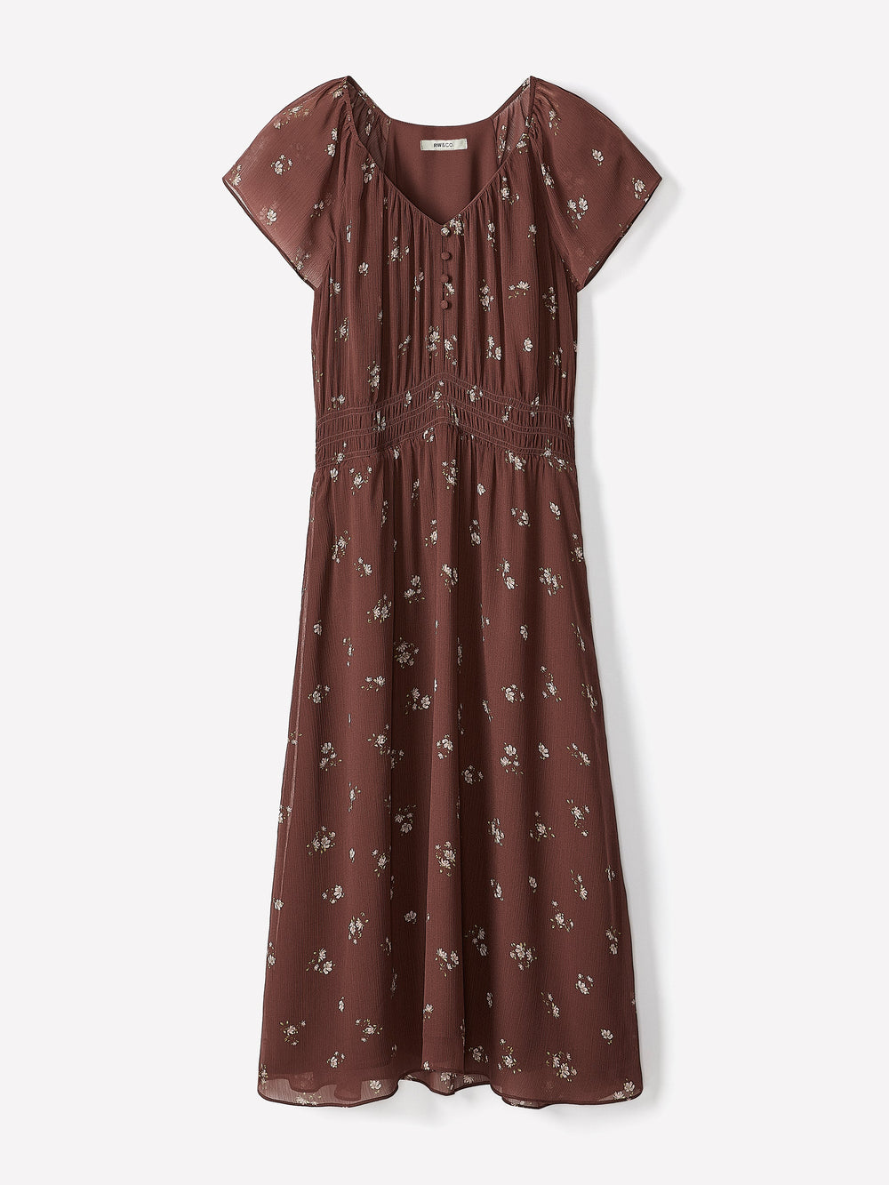 RW&CO Fit-and-Flare Midi Dress with Short Flutter Sleeves