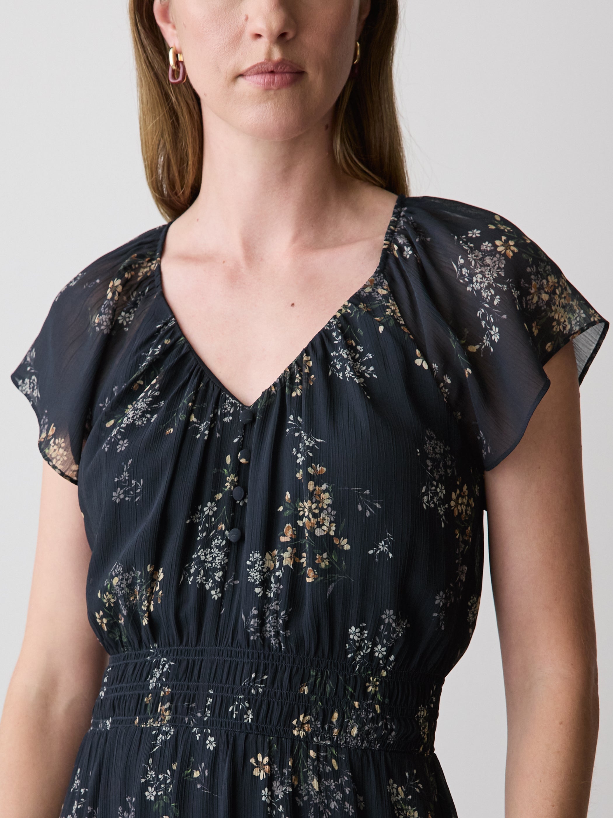 RW&CO Fit-and-Flare Midi Dress with Short Flutter Sleeves