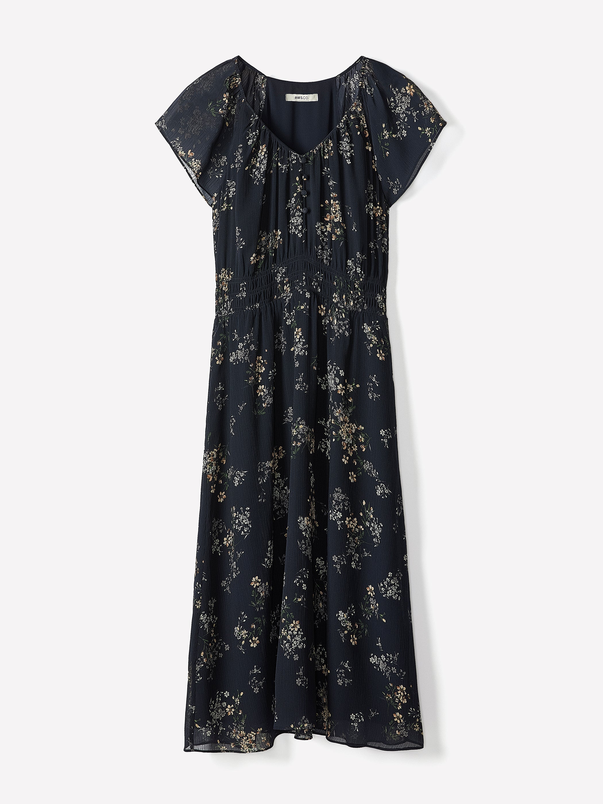 RW&CO Fit-and-Flare Midi Dress with Short Flutter Sleeves