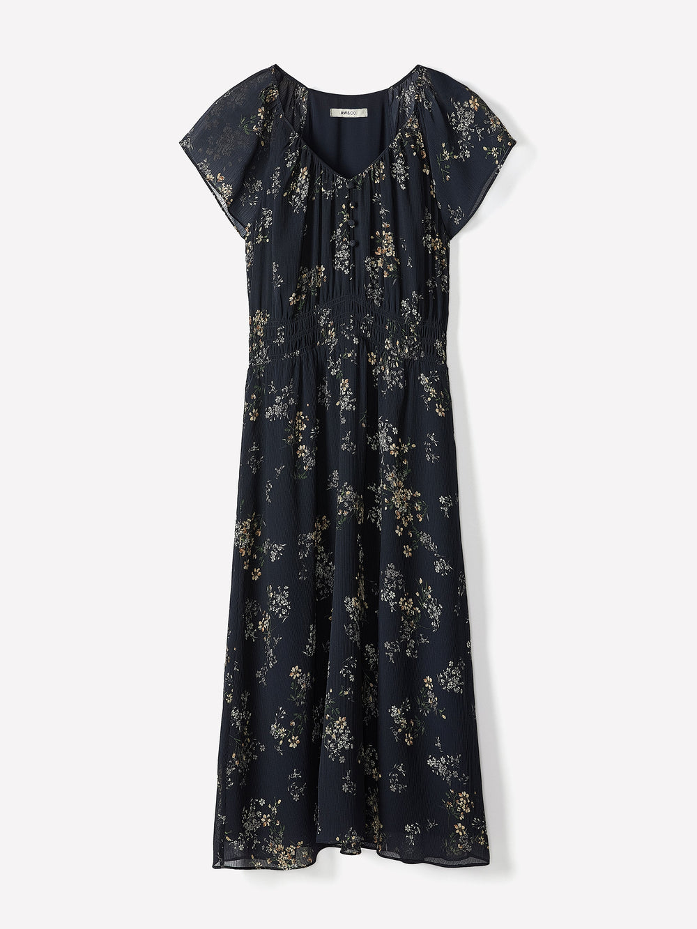 RW&CO Fit-and-Flare Midi Dress with Short Flutter Sleeves