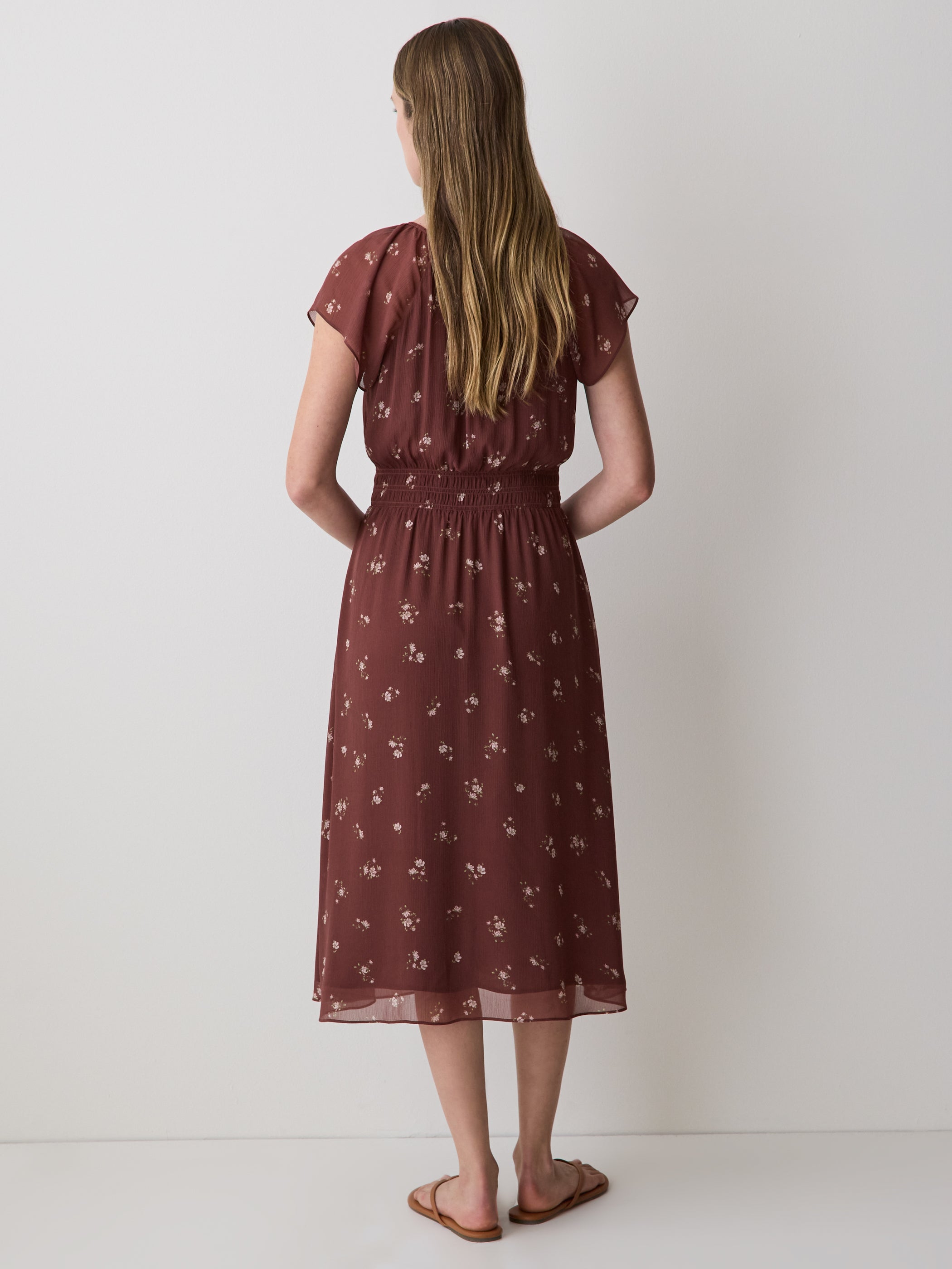 RW&CO Fit-and-Flare Midi Dress with Short Flutter Sleeves