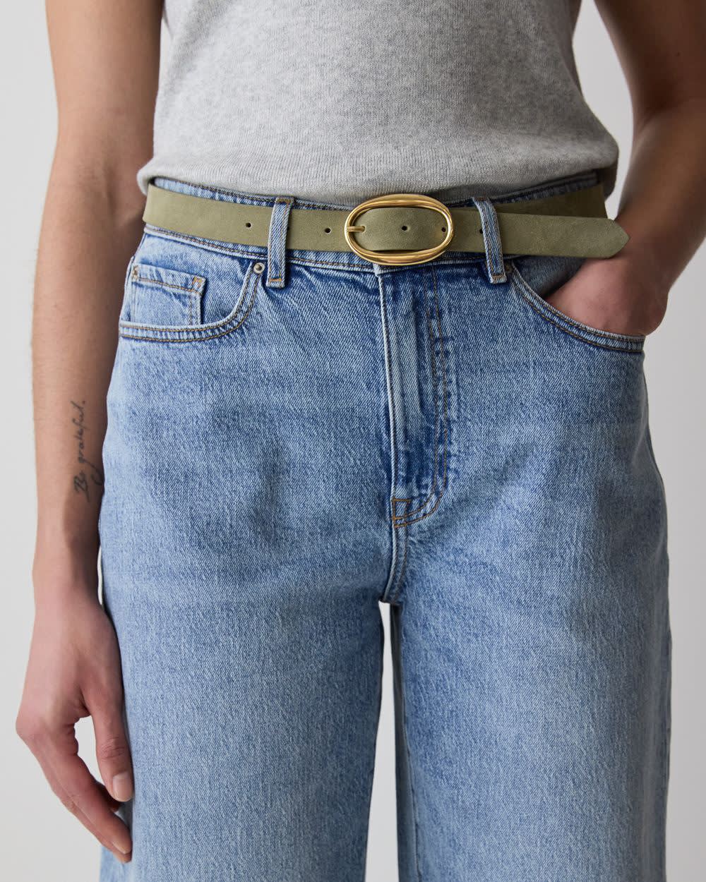 RW&CO Suede Belt with Oval Buckle