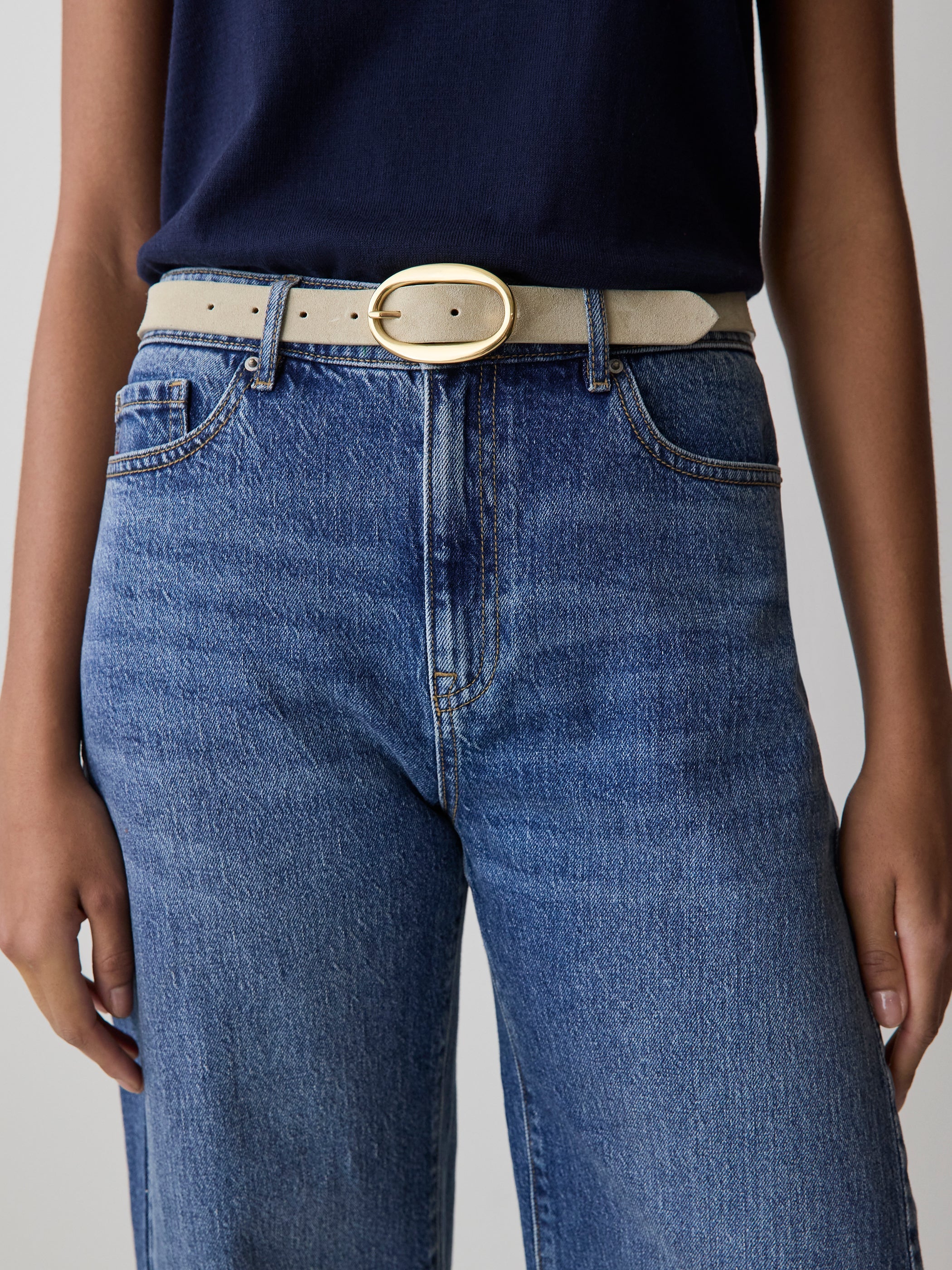 RW&CO Suede Belt with Oval Buckle