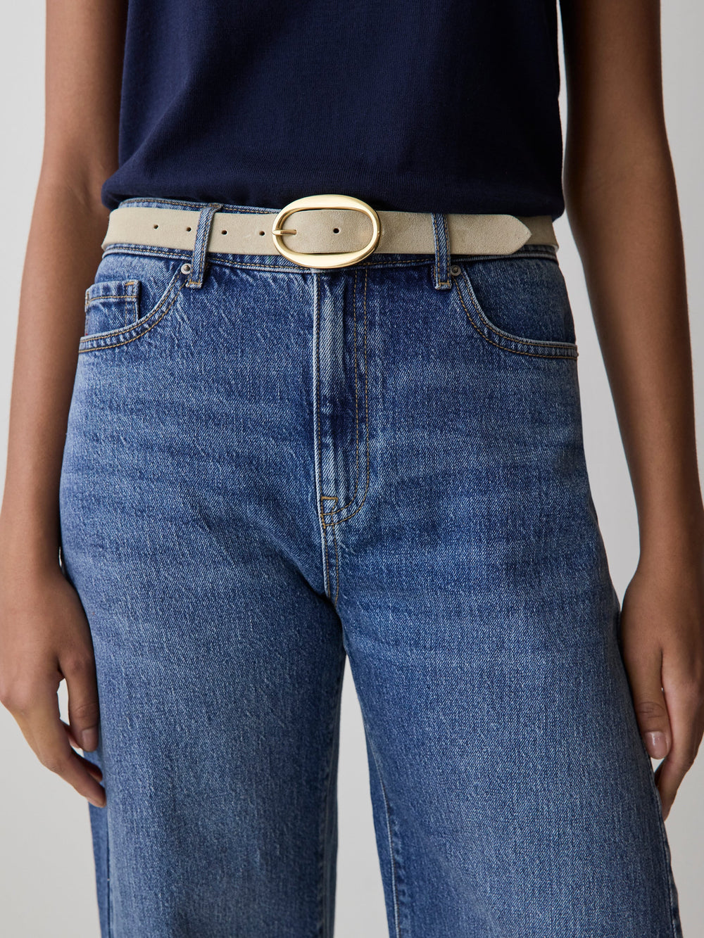 RW&CO Suede Belt with Oval Buckle