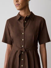 RW&CO Short-Sleeve Linen-Blend Midi Dress with Shirt Collar