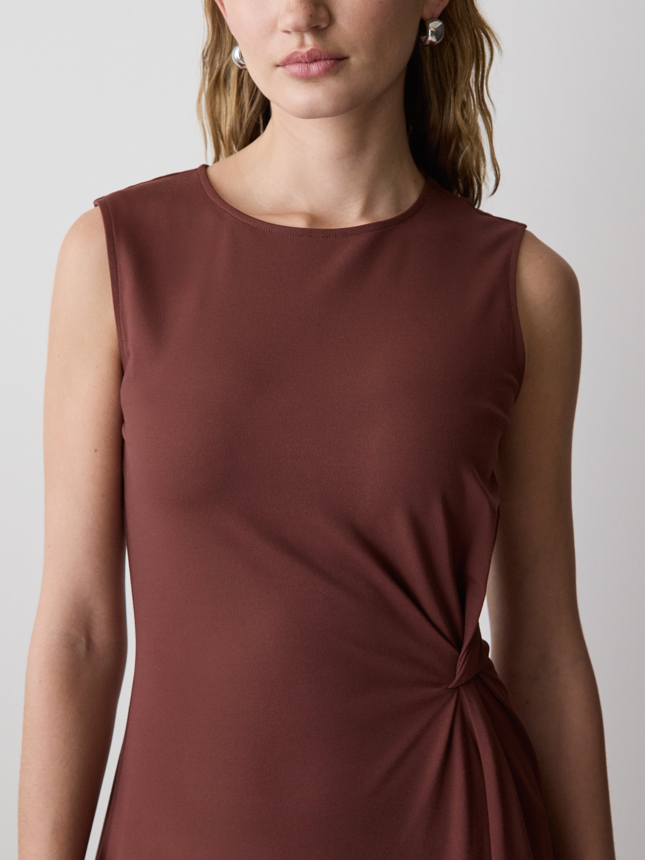 RW&CO Sleeveless Crew-Neck Midi Dress with Knot Detail