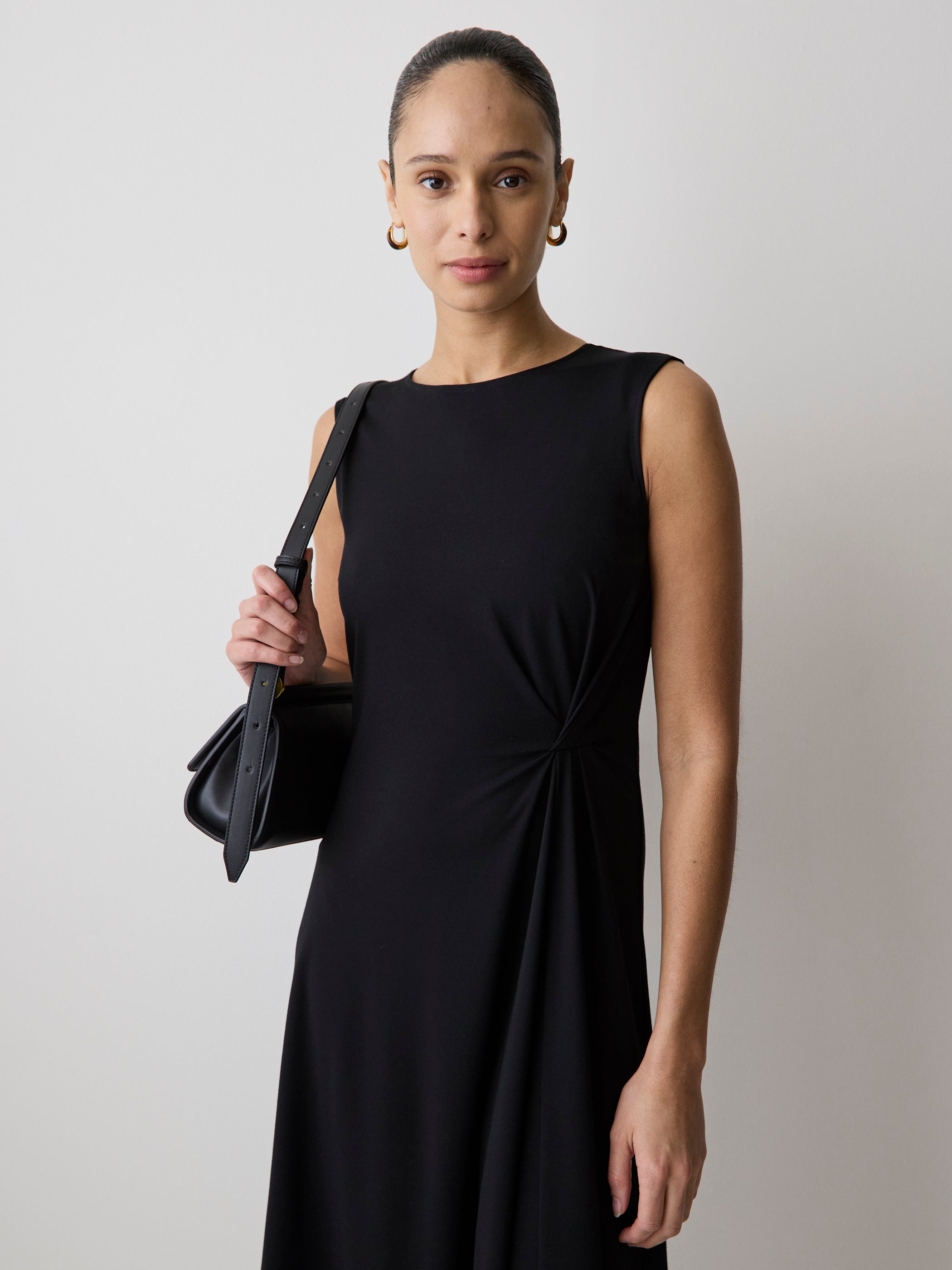RW&CO Sleeveless Crew-Neck Midi Dress with Knot Detail