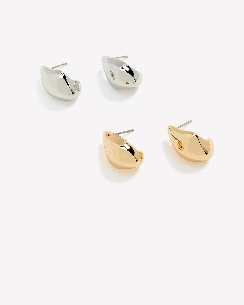 RW&CO Silver and Golden Sculptural Earrings - 2 Pairs