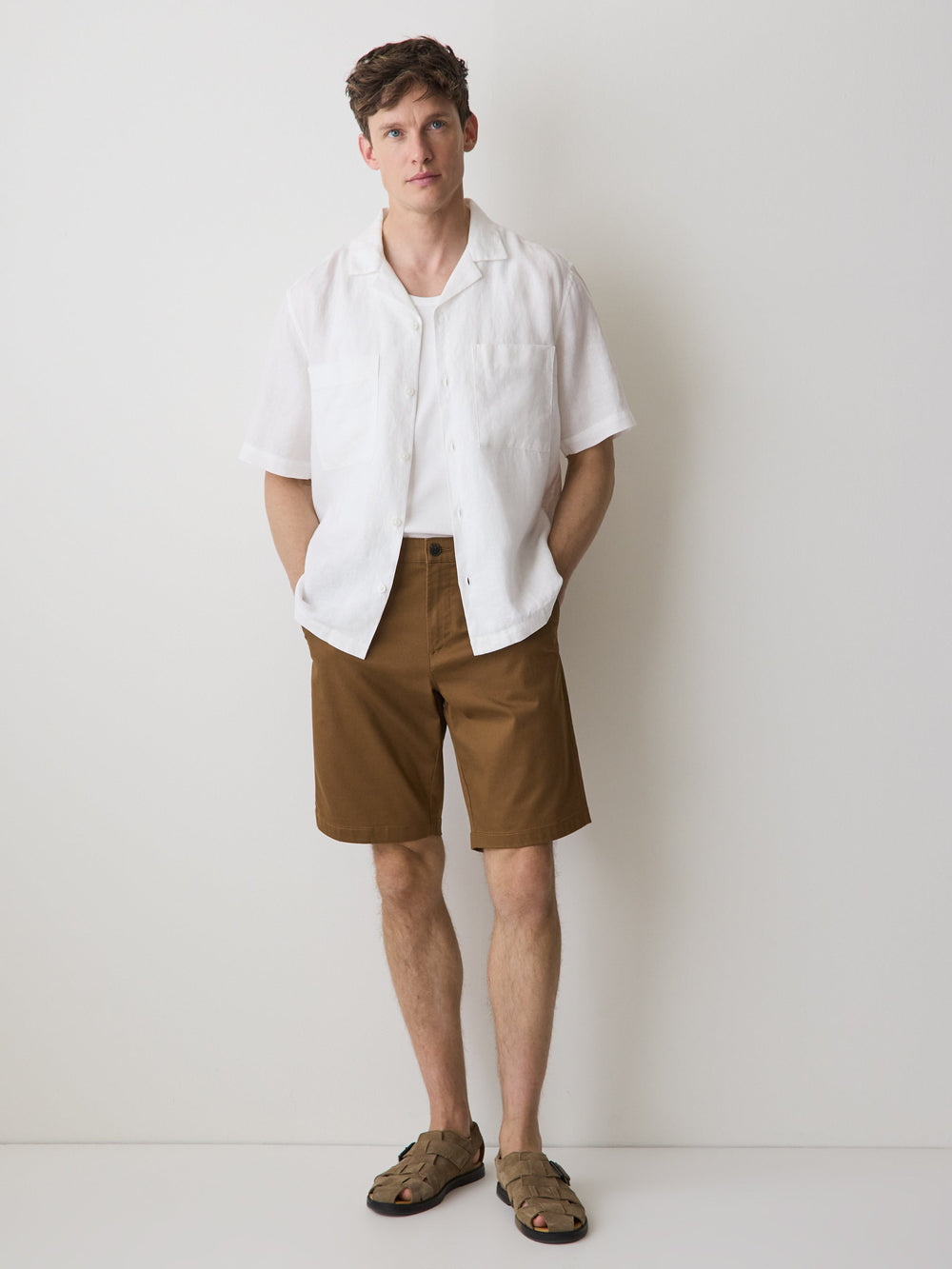 RW&CO Short-Sleeve Linen Shirt with Camp Collar
