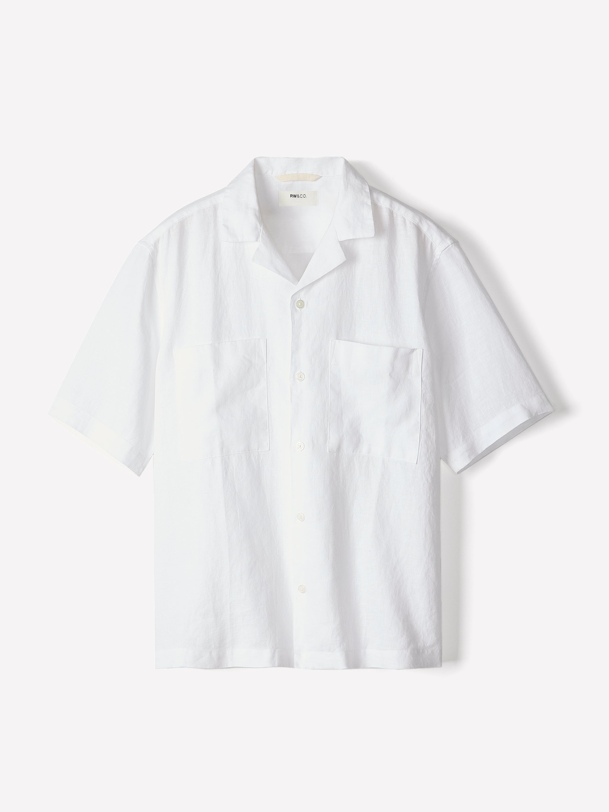 RW&CO Short-Sleeve Linen Shirt with Camp Collar