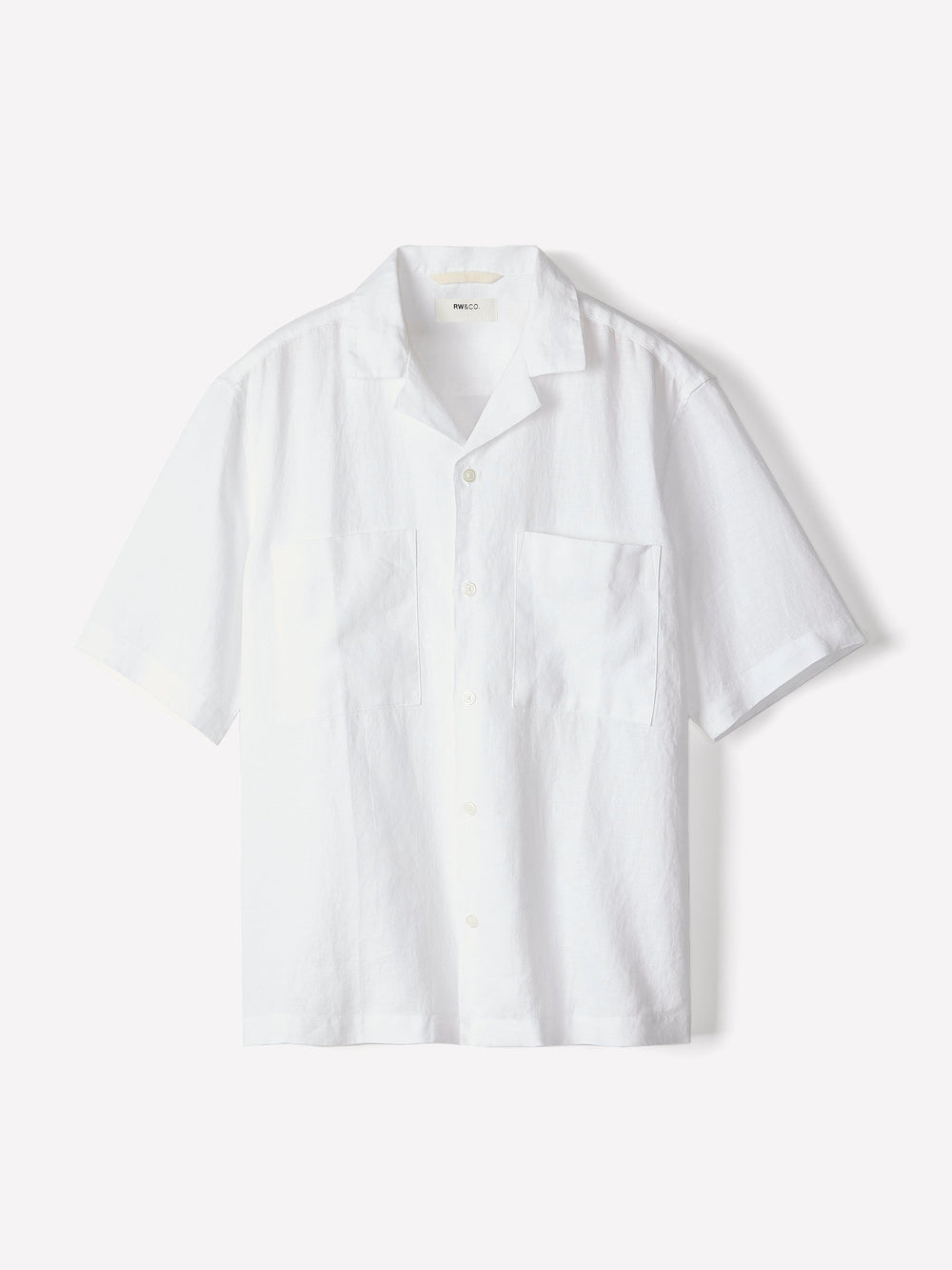 RW&CO Short-Sleeve Linen Shirt with Camp Collar