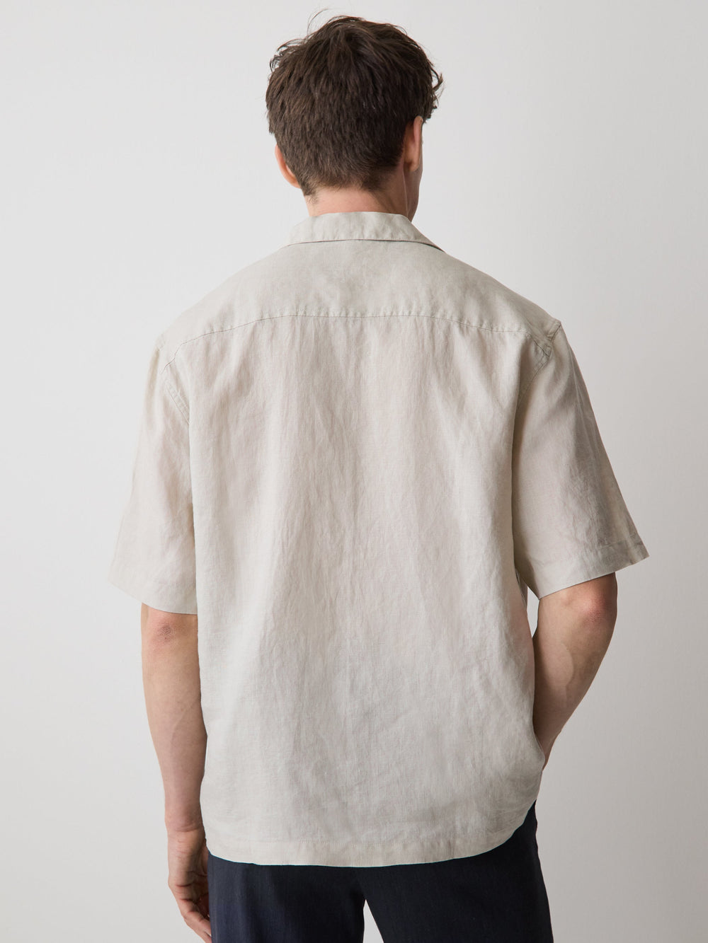RW&CO Short-Sleeve Linen Shirt with Camp Collar