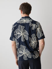 RW&CO Short-Sleeve Camp-Collar Shirt with Embroidered Details