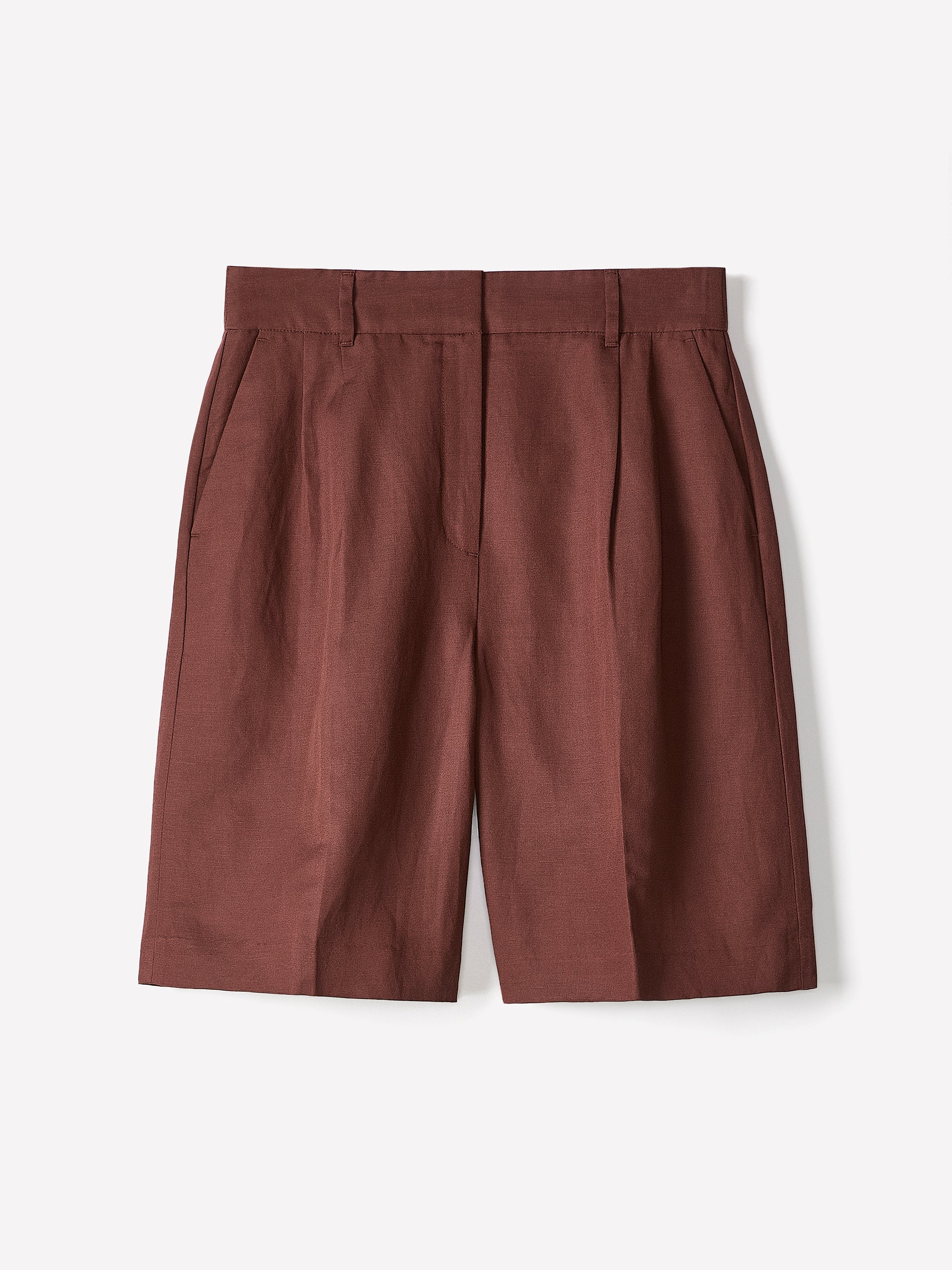 RW&CO Linen-Blend High-Rise Bermuda Shorts