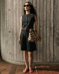 RW&CO Linen-Blend High-Rise Bermuda Shorts