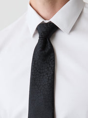 RW&CO Black Regular Tie with Floral Pattern