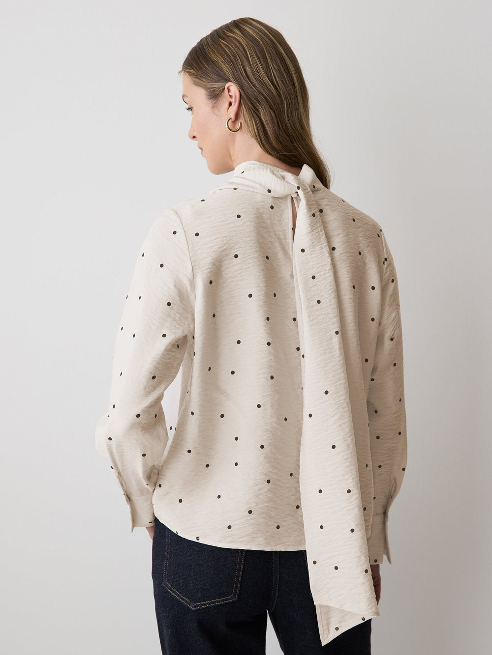 RW&CO Long-Sleeve Popover Blouse with Scarf Neckline
