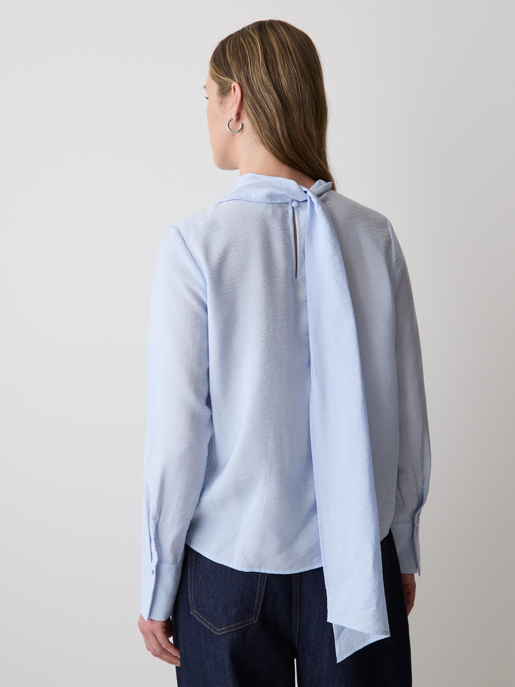RW&CO Long-Sleeve Popover Blouse with Scarf Neckline