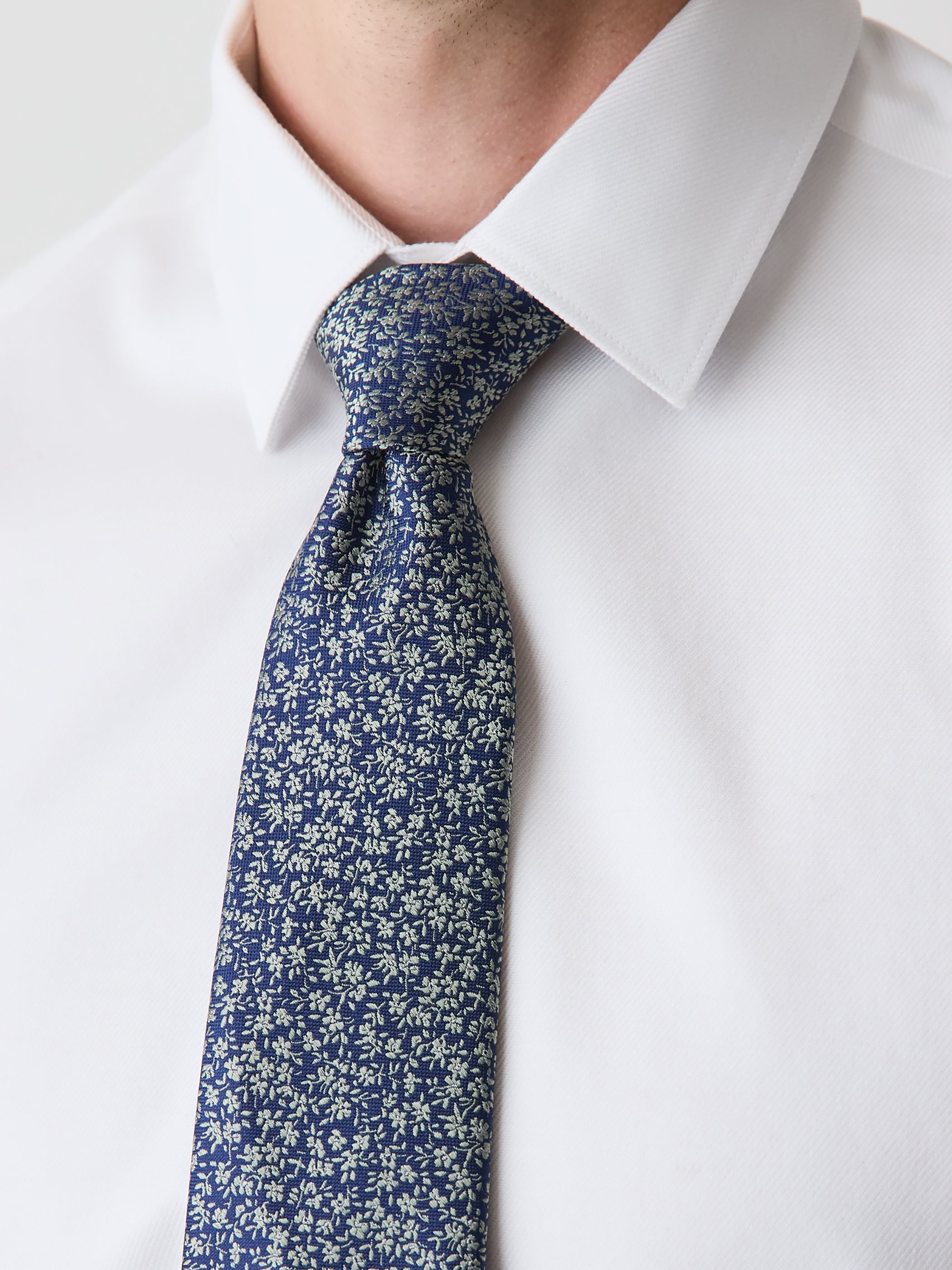 RW&CO Blue Regular Tie with Floral Pattern