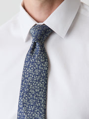 RW&CO Blue Regular Tie with Floral Pattern