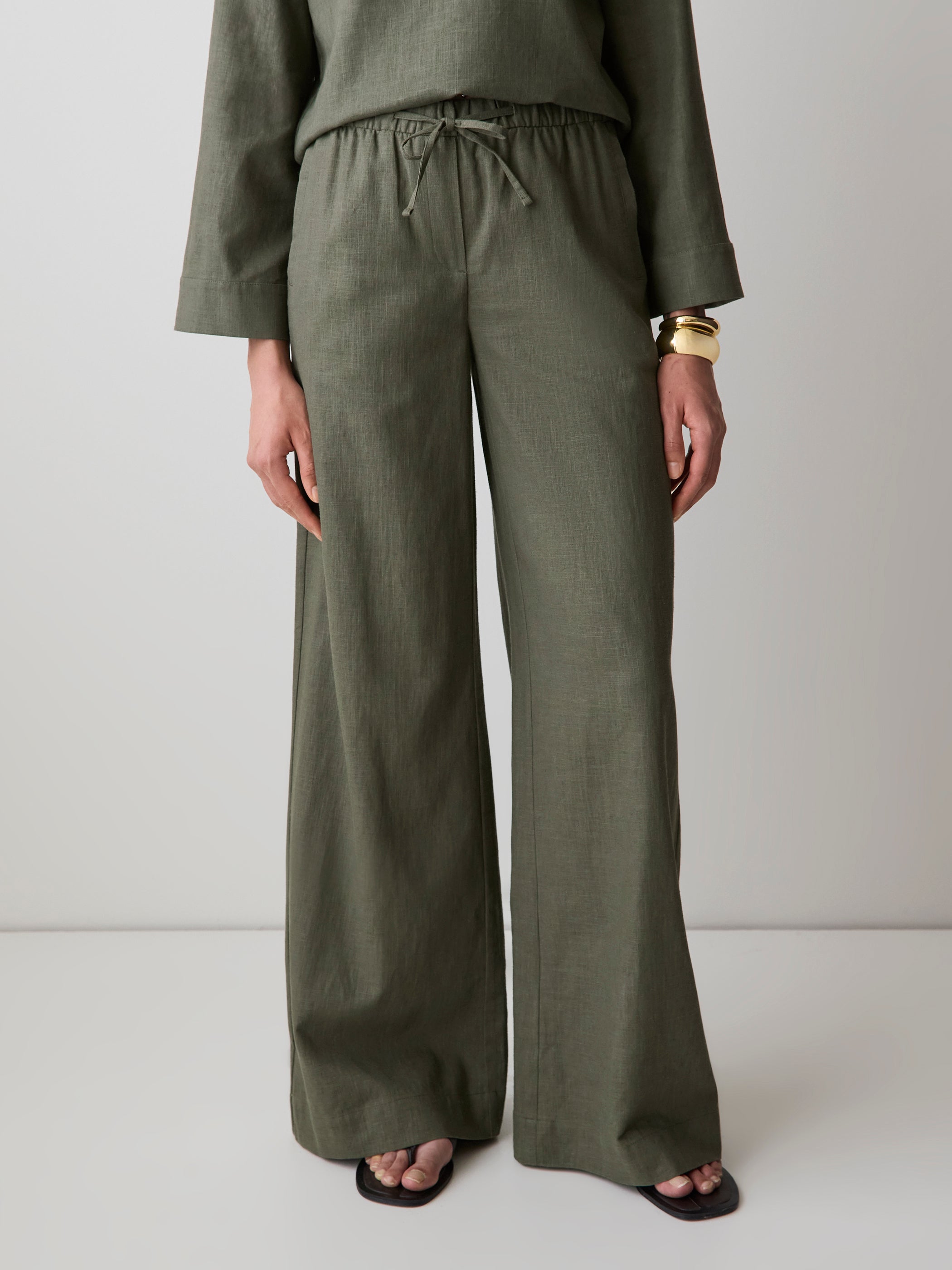 RW&CO Linen Mid-Rise Wide-Leg Pant