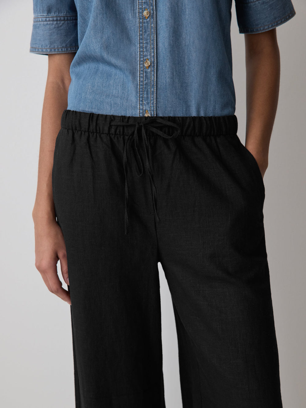 RW&CO Linen Mid-Rise Wide-Leg Pant
