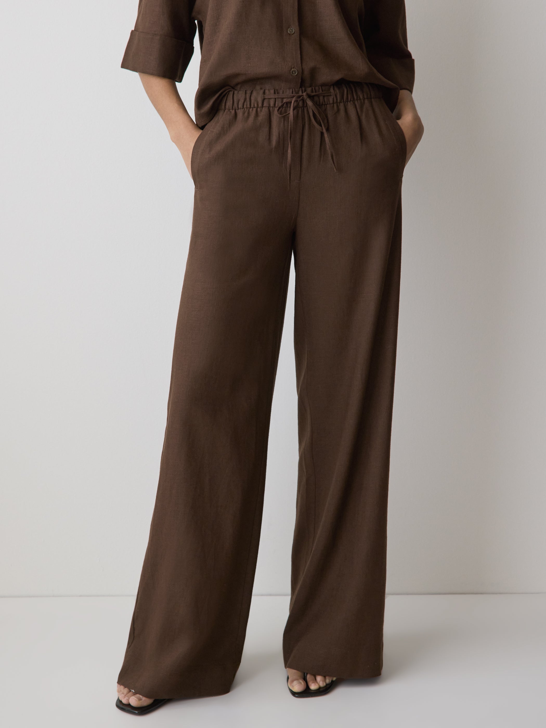 RW&CO Linen Mid-Rise Wide-Leg Pant