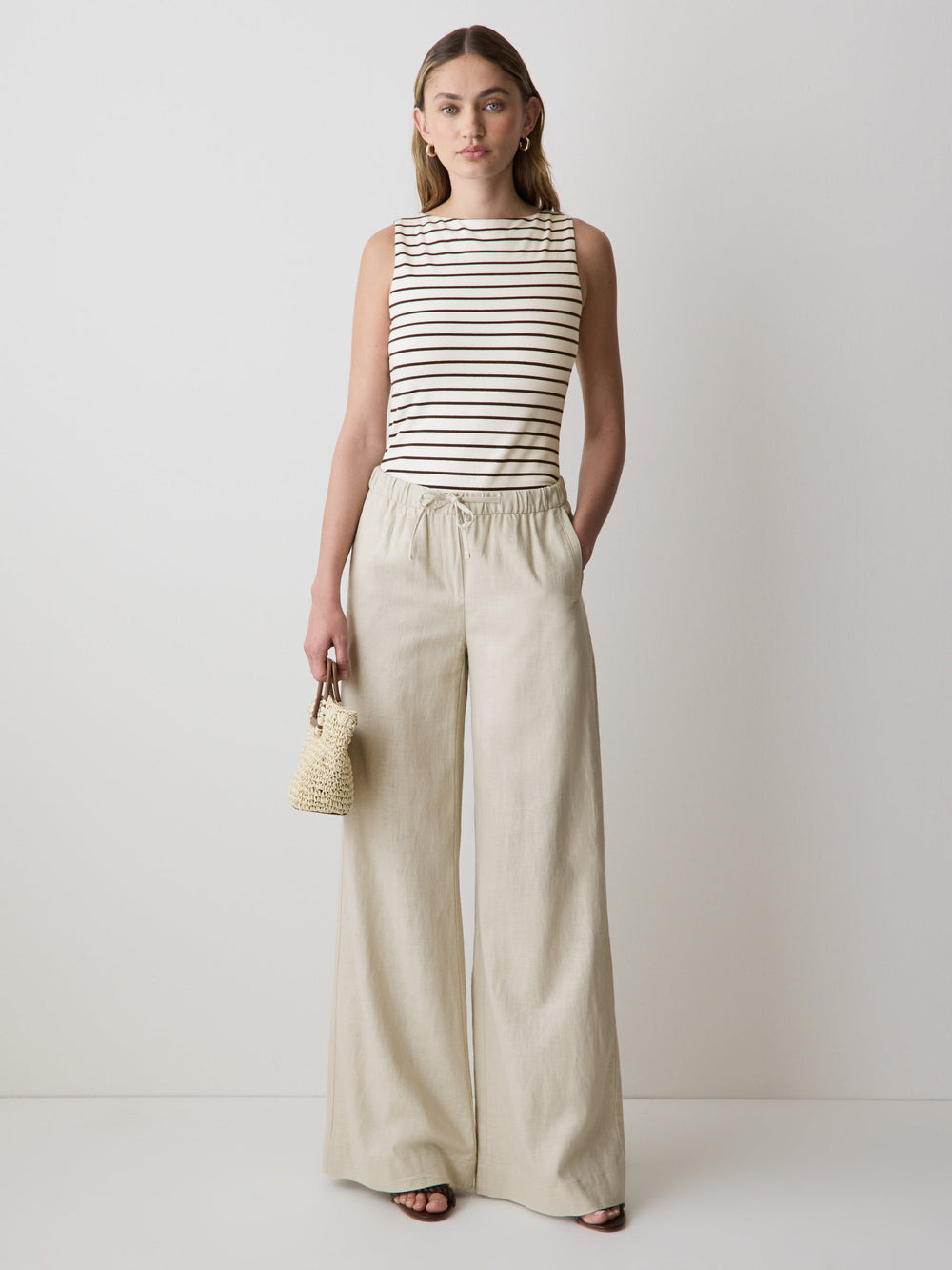 RW&CO Linen Mid-Rise Wide-Leg Pant