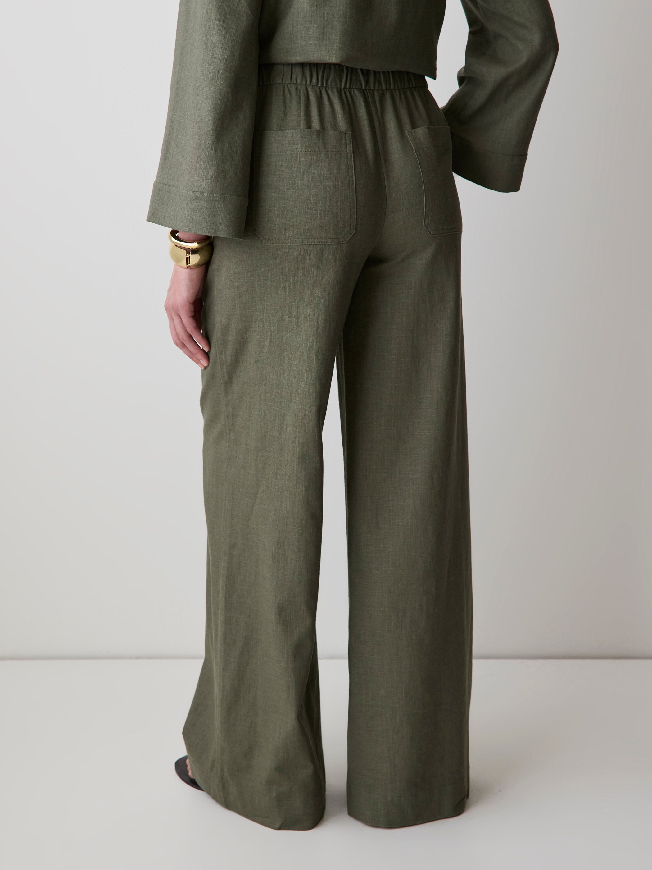 RW&CO Linen Mid-Rise Wide-Leg Pant