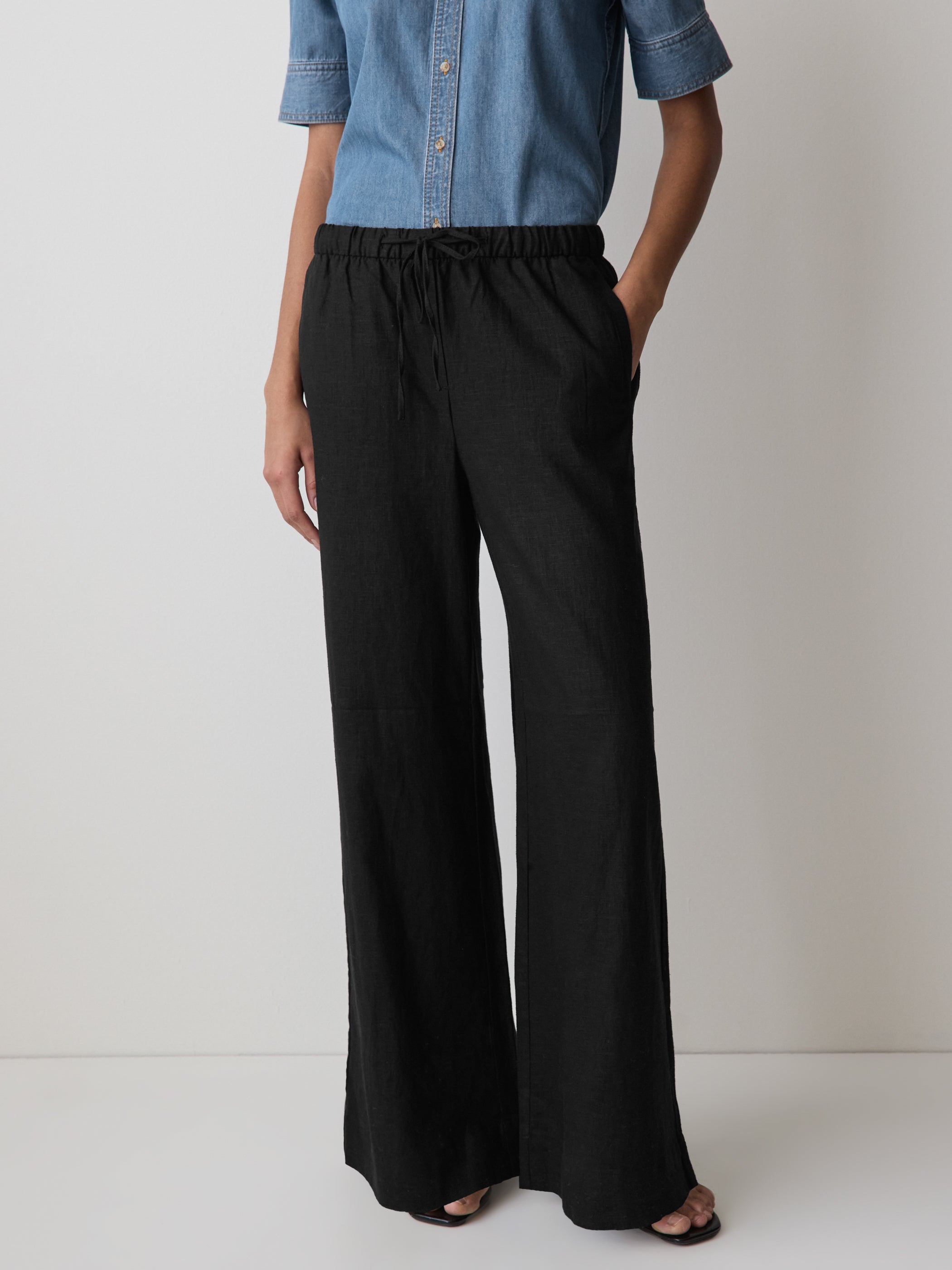 RW&CO Linen Mid-Rise Wide-Leg Pant