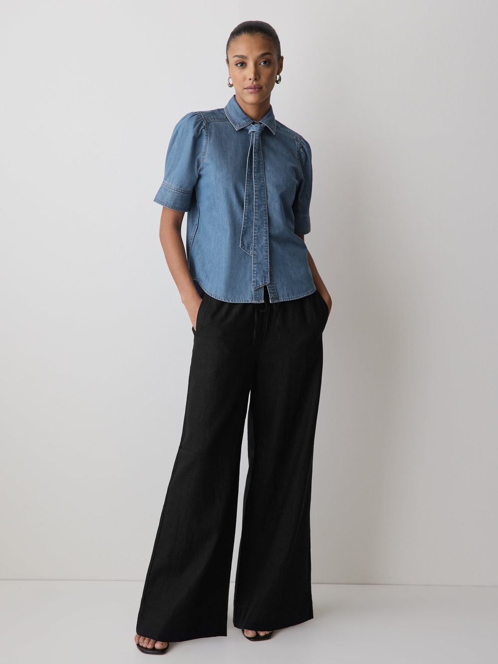 RW&CO Linen Mid-Rise Wide-Leg Pant