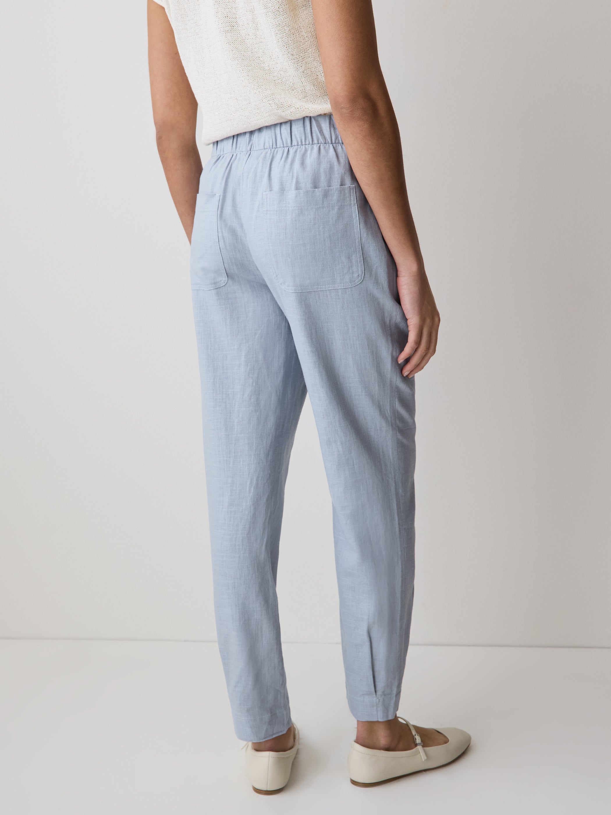 RW&CO Linen Mid-Rise Tapered-Leg Jogger Pant
