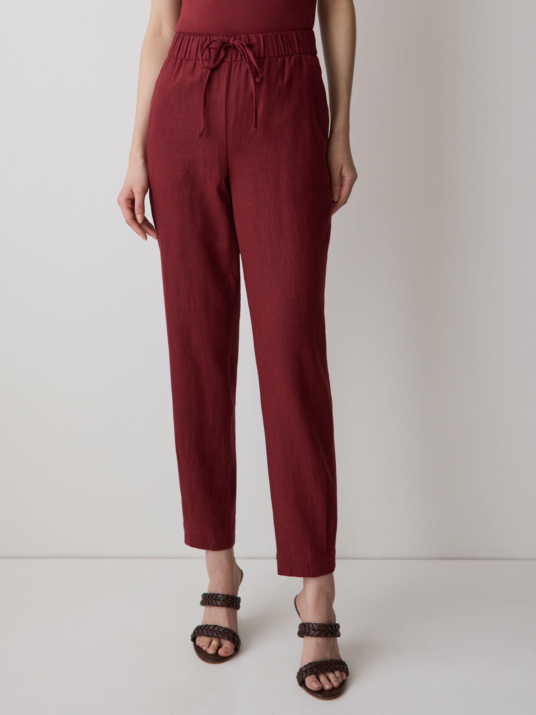 RW&CO Linen Mid-Rise Tapered-Leg Jogger Pant