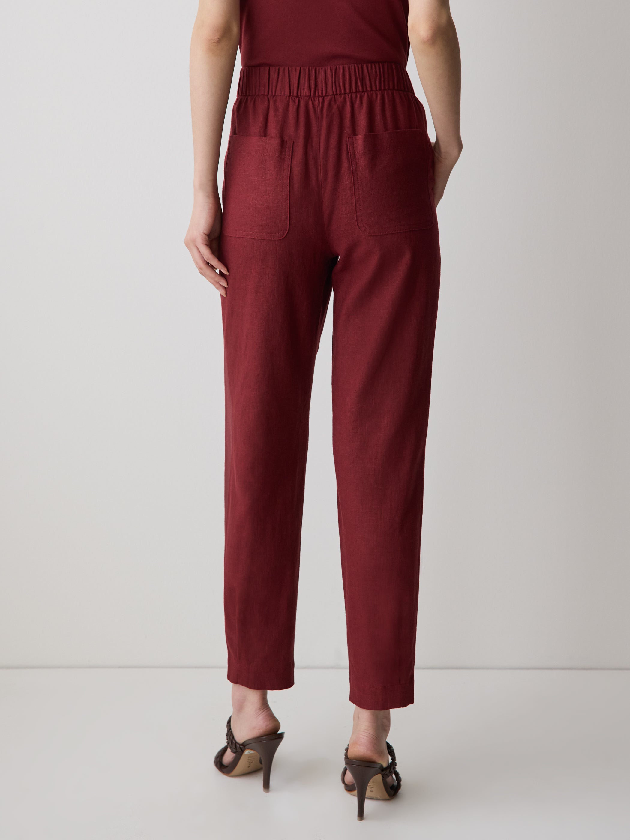 RW&CO Linen Mid-Rise Tapered-Leg Jogger Pant