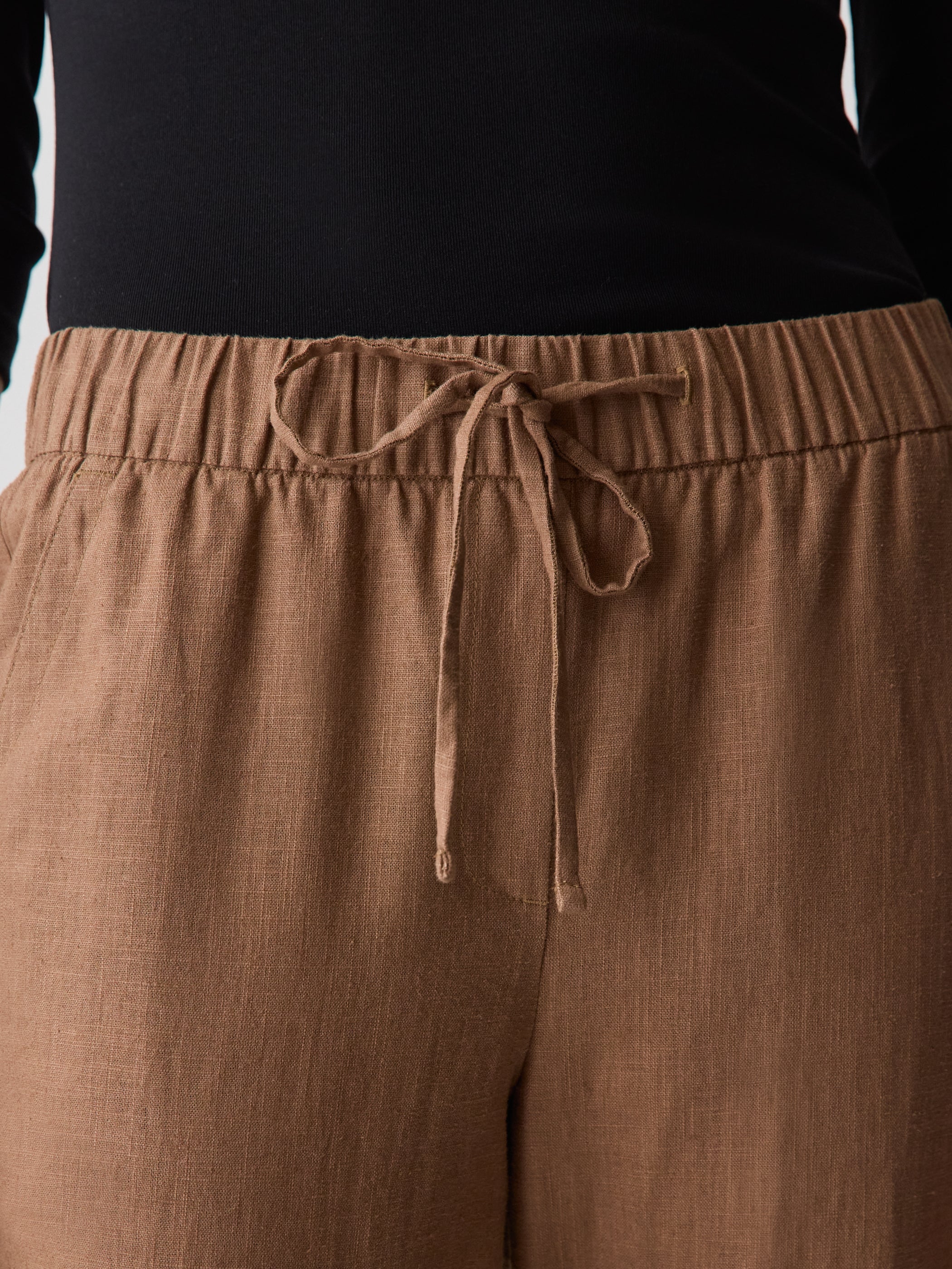 RW&CO Linen Mid-Rise Tapered-Leg Jogger Pant