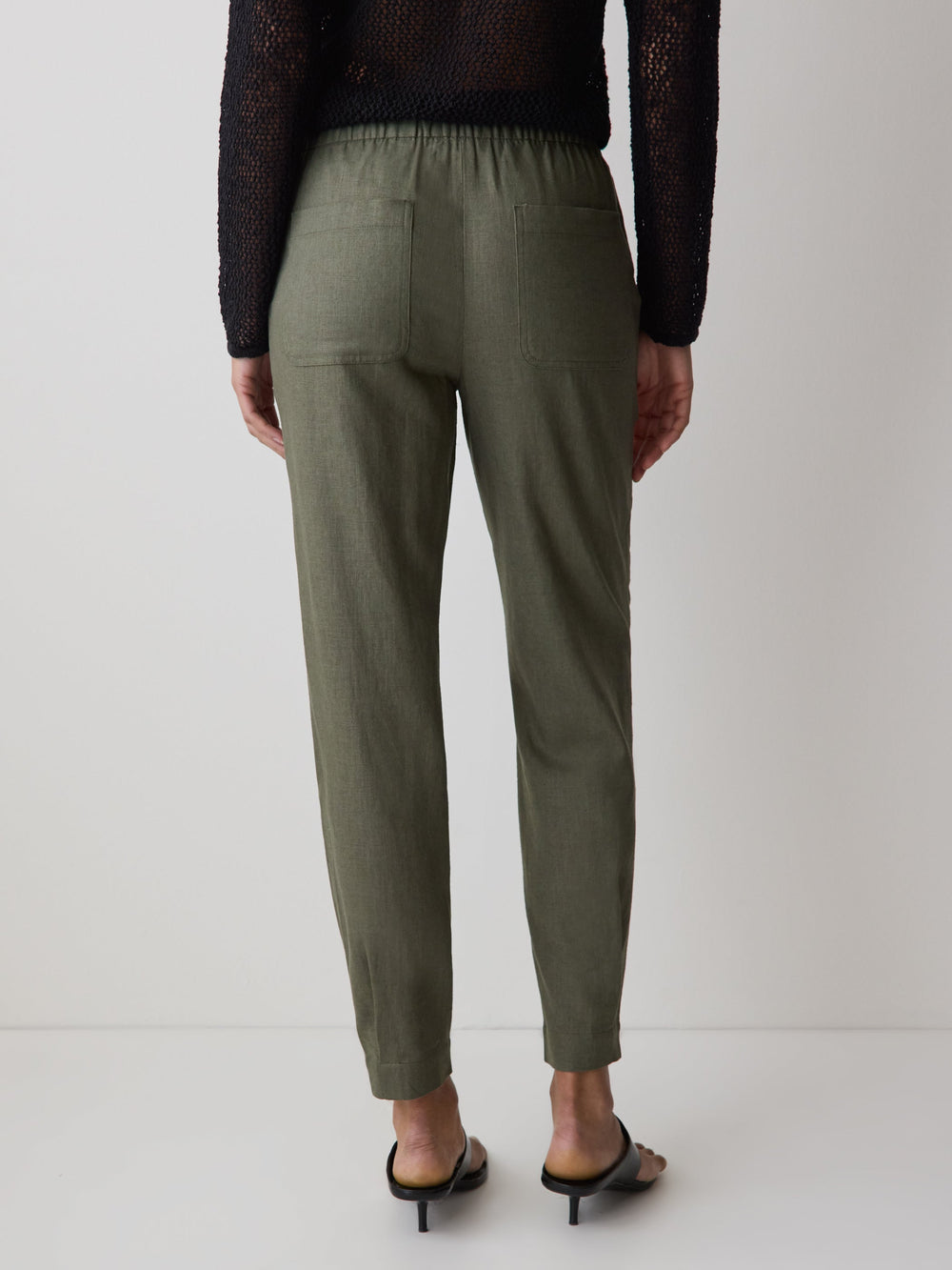 RW&CO Linen Mid-Rise Tapered-Leg Jogger Pant