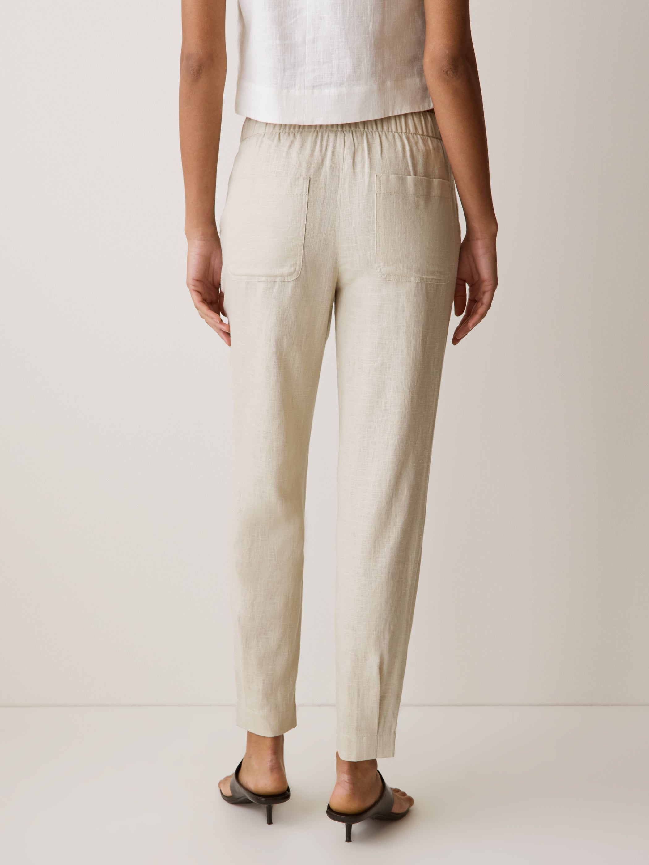 RW&CO Linen Mid-Rise Tapered-Leg Jogger Pant