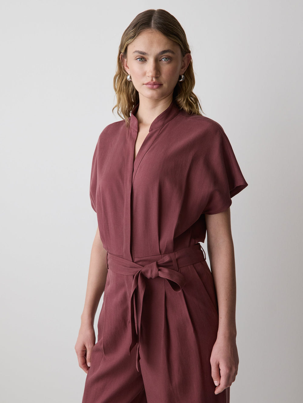 RW&CO Short-Sleeve Wide-Leg Jumpsuit with Cut-Out Detail