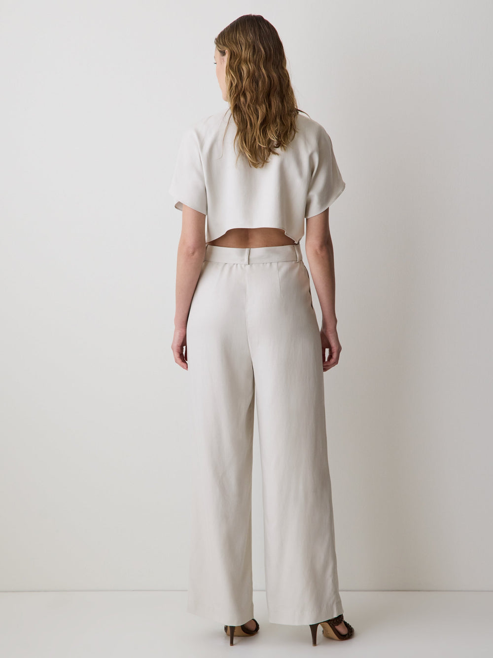 RW&CO Short-Sleeve Wide-Leg Jumpsuit with Cut-Out Detail