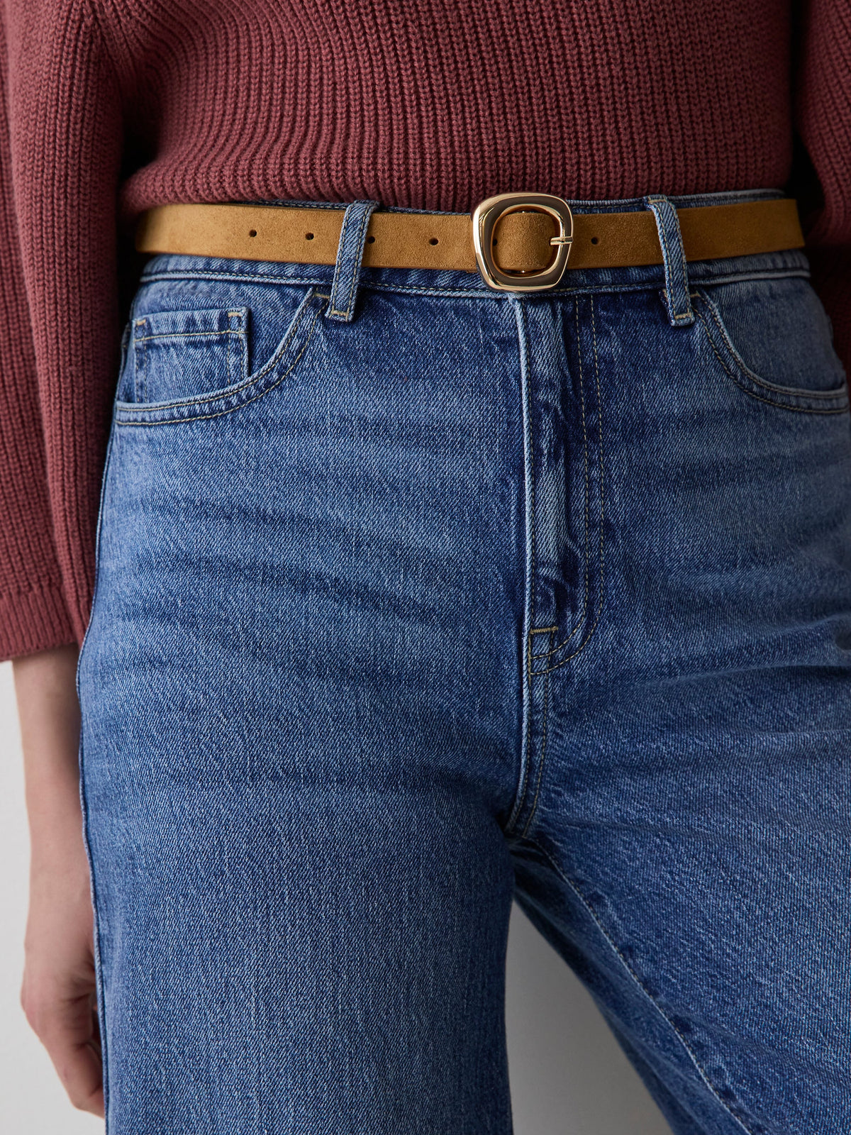 RW&CO Suede Belt with Sculptural Buckle