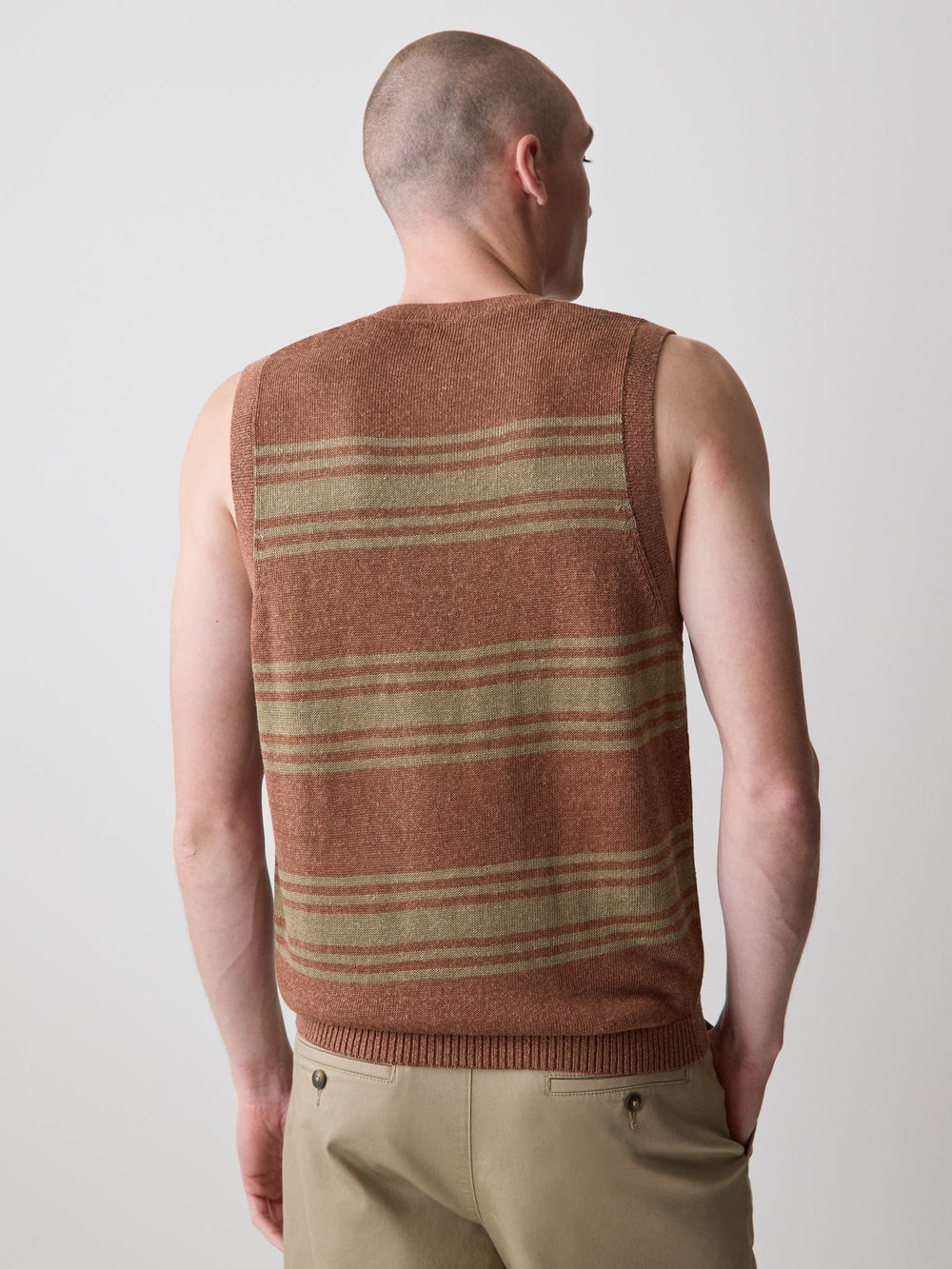 RW&CO Linen-Blend Sleeveless Crew-Neck Sweater