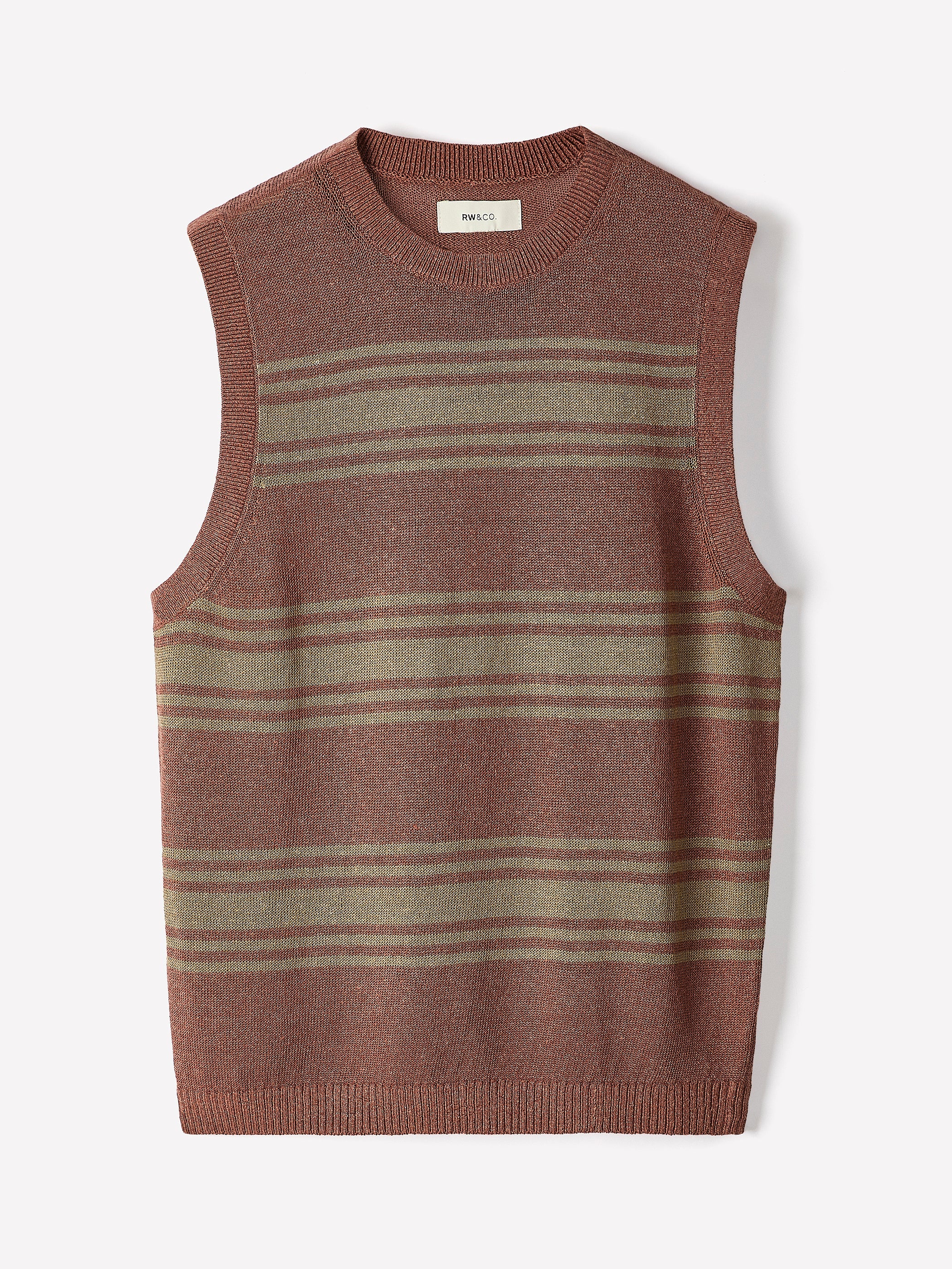 RW&CO Linen-Blend Sleeveless Crew-Neck Sweater