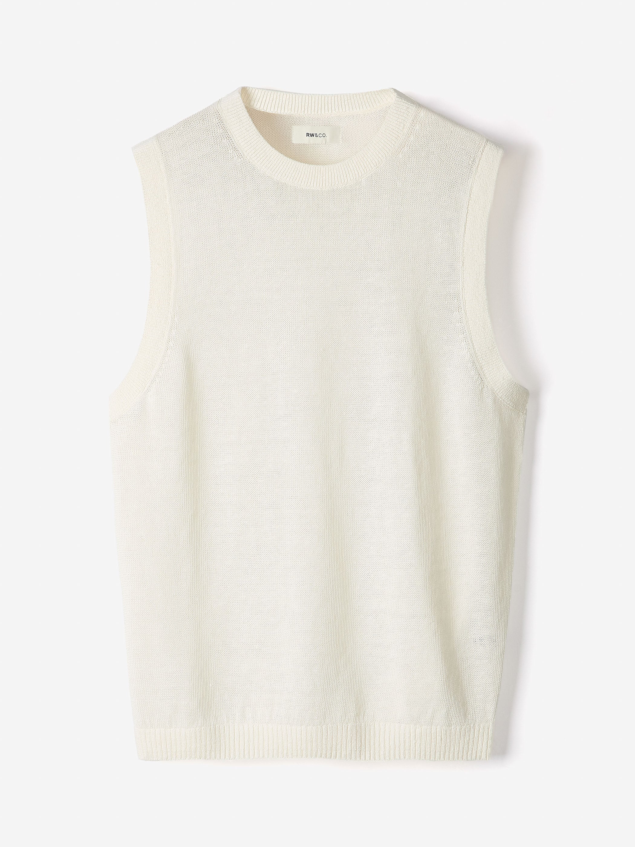 RW&CO Linen-Blend Sleeveless Crew-Neck Sweater