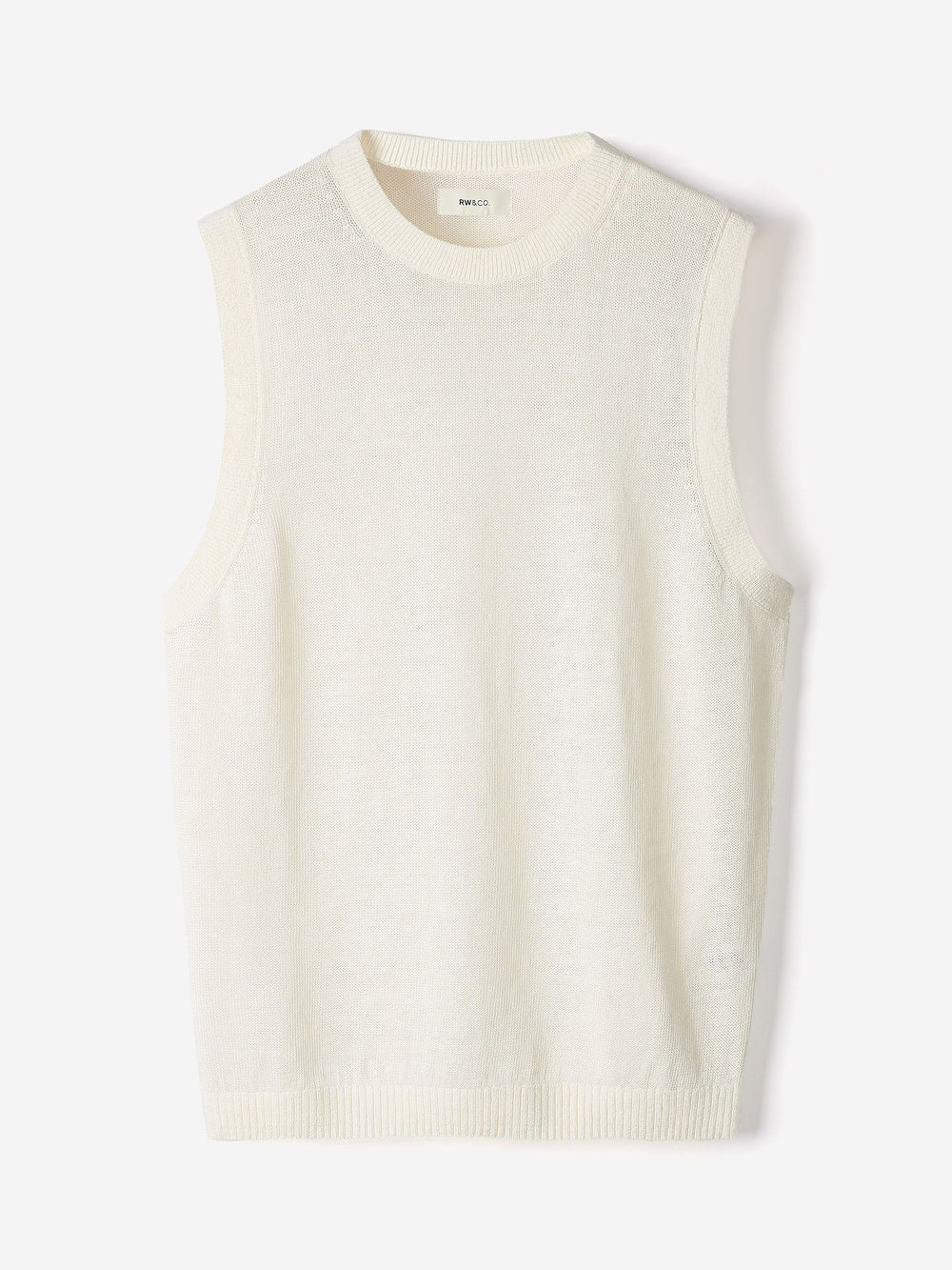 RW&CO Linen-Blend Sleeveless Crew-Neck Sweater