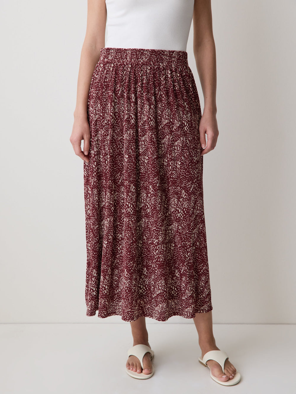 RW&CO High-Rise Flare Midi Skirt