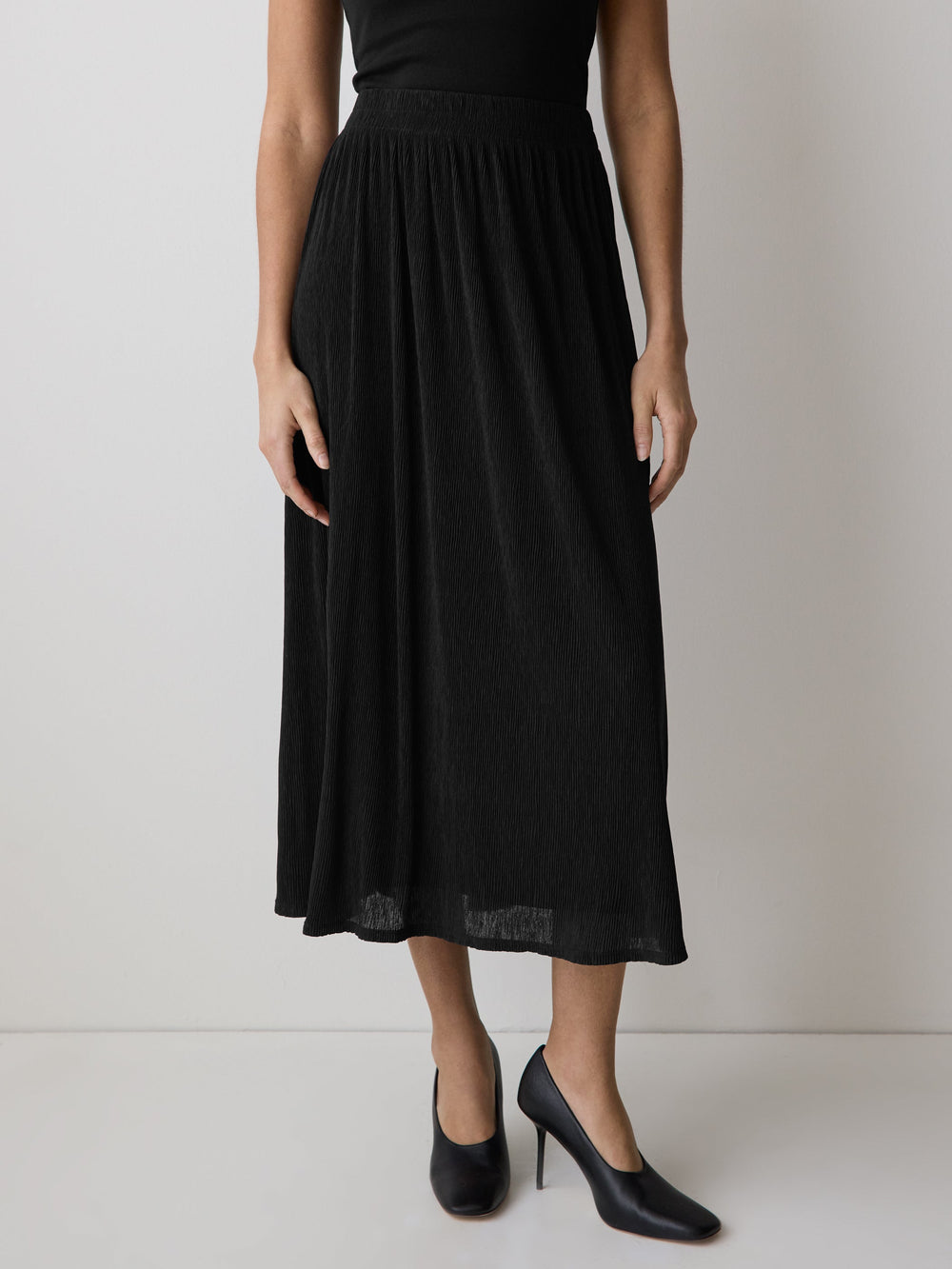 RW&CO High-Rise Flare Midi Skirt