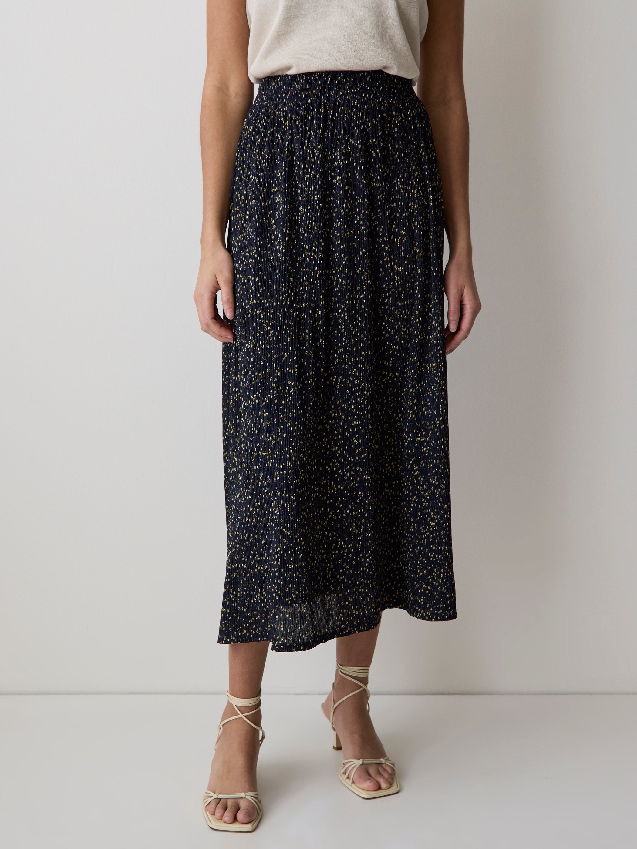 RW&CO High-Rise Flare Midi Skirt