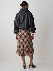 RW&CO High-Rise A-Line Midi Skirt with Cinched Knotted Detail